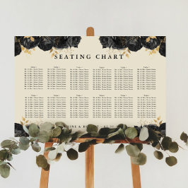 金ゴールドブラックバラ結婚の座席表 ポスター