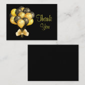 金ゴールドブラックバルーンありがとう ノートカード (正面/裏面)