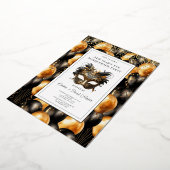 金ゴールドブラックバルーンニューイヤー大晦日の仮装パーティー 箔招待状 (回転した状態)