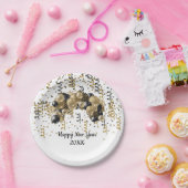 金ゴールドブラックバルーン紙吹雪新年イブパーティー ペーパープレート (パーティー)