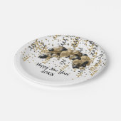 金ゴールドブラックバルーン紙吹雪新年イブパーティー ペーパープレート (アングル)