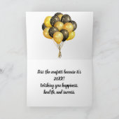 金ゴールドブラックバルーン紙吹雪新年テンプレート シーズンカード (内部)