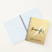 金ゴールドブラックパーソナライズされたスケッチブックモノグラム名 ノートブック (内部)