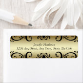 金ゴールドブラックパーソナライズされた住所 シール渦巻き ラベル (インサイチュ)