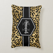 金ゴールドブラックヒョウ斑点モノグラム アクセントクッション (裏面(縦))