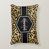 金ゴールドブラックヒョウ斑点モノグラム アクセントクッション (正面(垂直))