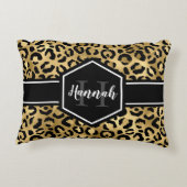 金ゴールドブラックヒョウ斑点モノグラム アクセントクッション (裏面)