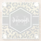 金ゴールドブラックヒョウ斑点モノグラム ガラスコースター (裏面)