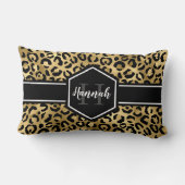 金ゴールドブラックヒョウ斑点モノグラム ランバークッション (裏面)