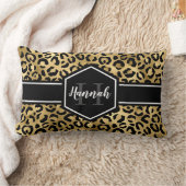 金ゴールドブラックヒョウ斑点モノグラム ランバークッション (ブランケット)