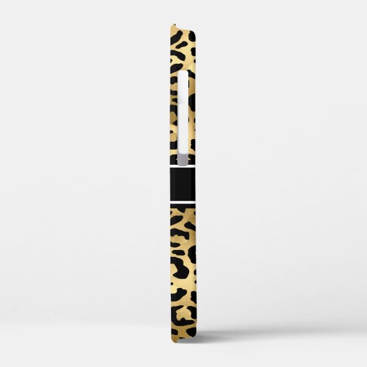 金ゴールドブラックヒョウ斑点モノグラム Case-Mate iPhoneケース (裏面 / 左)