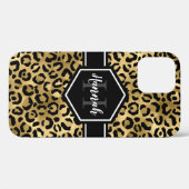 金ゴールドブラックヒョウ斑点モノグラム Case-Mate iPhoneケース (裏面 (横))