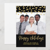 金ゴールドブラックビジネスクリスマスフォトカード紙吹雪 シーズンカード (正面/裏面)