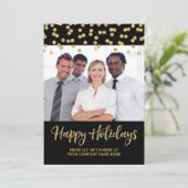 金ゴールドブラックビジネスクリスマスフォトカード紙吹雪 シーズンカード (スタンド正面)