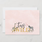 金ゴールドブラックピンクツーワイルドサファリアニマルズ誕生日 招待状 (裏面)
