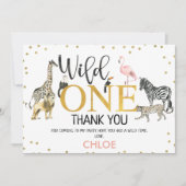 金ゴールドブラックピンクワイルドワンサファリサンキューカード 招待状 (正面)