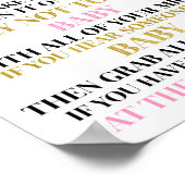 金ゴールドブラックピンク紙吹雪はベビーゲームのサインを言わない ポスター (角)