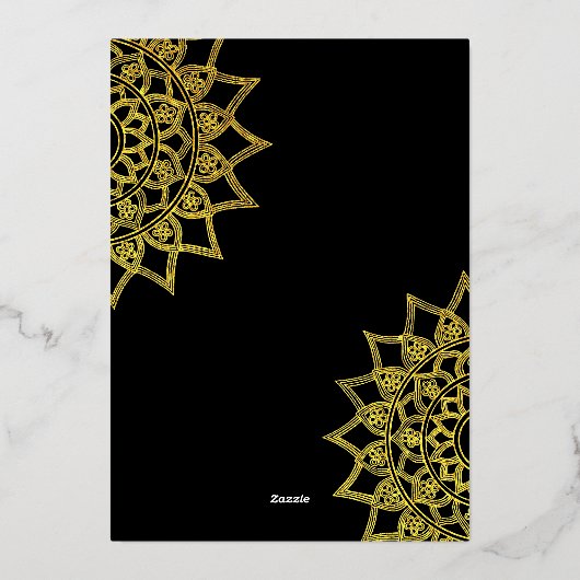 金ゴールドブラックファブラス50誕生日フォイル招待状 箔招待状 (裏面)