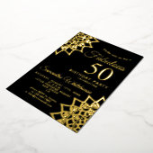 金ゴールドブラックファブラス50誕生日フォイル招待状 箔招待状 (回転した状態)