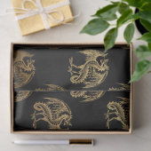 金ゴールドブラックファンタジードラゴンパーティーティッシュペーパー 薄葉紙 (ギフト)