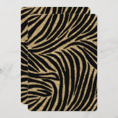 金ゴールドブラックフェイクグリッターゼブラSweet sixteen 招待状 (正面/裏面)