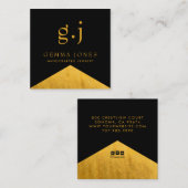 金ゴールドブラックフェイクゴールドフォイルエッジジュエリー設計者 スクエア名刺 (正面/裏面)
