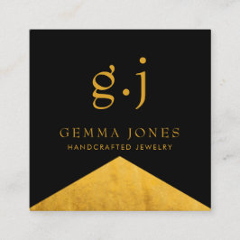 金ゴールドブラックフェイクゴールドフォイルエッジジュエリー設計者 スクエア名刺