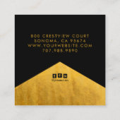 金ゴールドブラックフェイクゴールドフォイルエッジジュエリー設計者 スクエア名刺 (裏面)