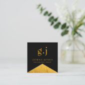金ゴールドブラックフェイクゴールドフォイルエッジジュエリー設計者 スクエア名刺 (スタンド正面)