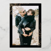 金ゴールドブラックフォイル植物写真保存日 箔招待状 (裏面)