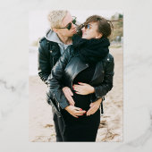 金ゴールドブラックフォイル植物写真保存日 箔招待状 (裏面)