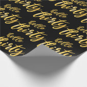金ゴールドブラックフォイル「Hello Thirty」誕生日 ラッピングペーパー (角)