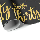 金ゴールドブラックフォイル「Hello Thirty」誕生日 ラッピングペーパー (ロールコーナー)