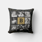 金ゴールドブラックフォトコラージュ装飾用クッション クッション (正面)