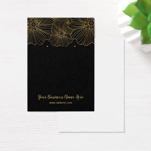 金ゴールドブラックフラワーイヤリングディスプレイカード (デスク)