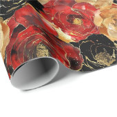 金ゴールドブラックフローラパーティーブライダルシャワー ラッピングペーパー (ロールコーナー)