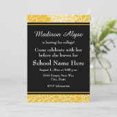 金ゴールドブラックフローラ進学パーティー招待状 招待状 (スタンド正面)