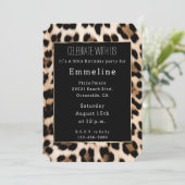 金ゴールドブラックブラウンクリームヒョウ50誕生日 招待状 (スタンド正面)