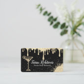 金ゴールドブラックプライベートパーティーバーテンダービジネスカード 名刺 (スタンド正面)