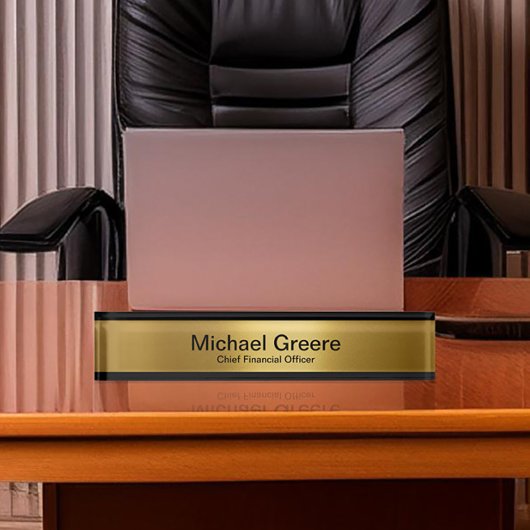 金ゴールドブラックプロフェッショナル事務所 デスクネームプレート