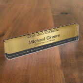 金ゴールドブラックプロフェッショナル事務所 デスクネームプレート (側面)
