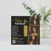 金ゴールドブラックヘアサロンインスタグラムポストフライヤーカード 招待状 (スタンド正面)