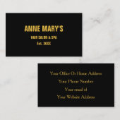 金ゴールドブラックヘアサロンスパメイクモダンアップ 名刺 (正面/裏面)