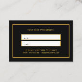 金ゴールドブラックボタニック美しいサロンヘアアポイントメント 名刺 (裏面)