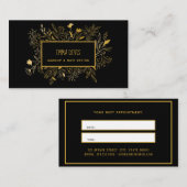 金ゴールドブラックボタニック美しいサロンヘアアポイントメントB 名刺 (正面/裏面)