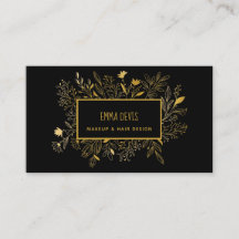 金ゴールドブラックボタニック美しいサロンヘアアポイントメントB