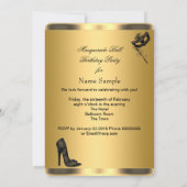 金ゴールドブラックマスカレードボールパーティーマスクジュエル 招待状 (裏面)