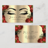 金ゴールドブラックメイクアップアーティストラッシュフローラレッドローズ 名刺 (正面/裏面)