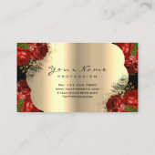 金ゴールドブラックメイクアップアーティストラッシュフローラレッドローズ 名刺 (裏面)