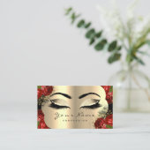 金ゴールドブラックメイクアップアーティストラッシュフローラレッドローズ 名刺 (スタンド正面)